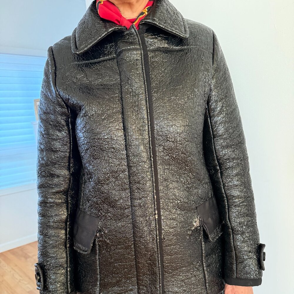 MONCLER WOMENS DUVET NEUF SHINY BLACK JACKET COAT SIZE 1